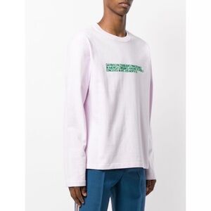 Calvin Klein 205W39NYC Embroidered Long Sleeve Tee Medium Pink Green Runway